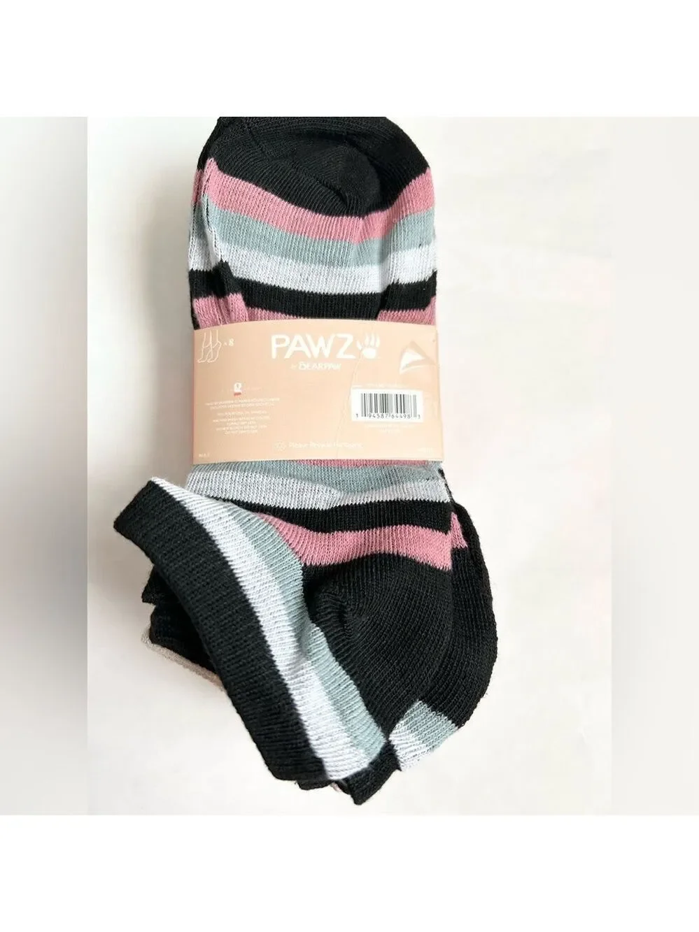 Pawz by Bearpaw Low-cut Ankle Socks Stripes Animal Print 8 Pairs Size 5 to 10